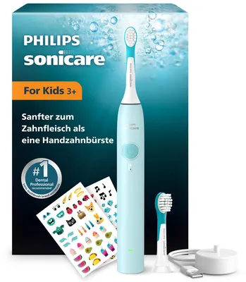 Produktbild von Philips Sonicare For Kids For Kids HX6500/23 Wiederaufladbare Zahnbürste, Kind, Schallzahnbürste, Weich, Türkis, 4 x 30 sec, Ergonomisch