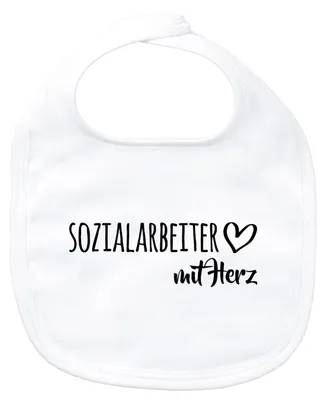 Produktbild von Huuraa Baby Lätzchen Sozialarbeiter mit Herz White Klettverschluss  Baumwolle Latz Geschenkidee