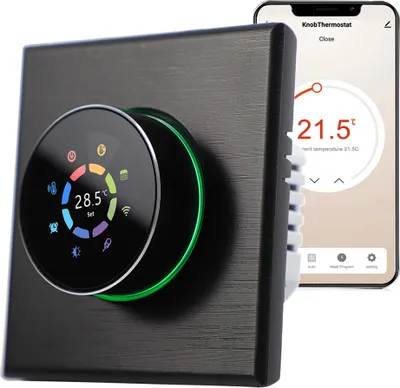Produktbild von WiFi Smart Raumthermostat Warmwasserbereitung fußbodenheizung Thermostat Temperaturregler APP Control Sprachsteuerung Heizung Kompatibel mit Alexa/Google Home für zu Hause - schwarz 5A