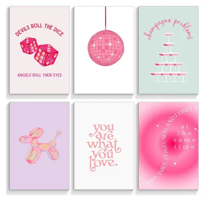 Image de Solidchoice - Ensemble de 6 posters roses pour la décoration de chambre, format 20x25 cm