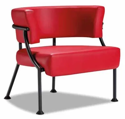 Image de Fauteuil rouge esigner cuir monoplace rembourré Fauteuil club