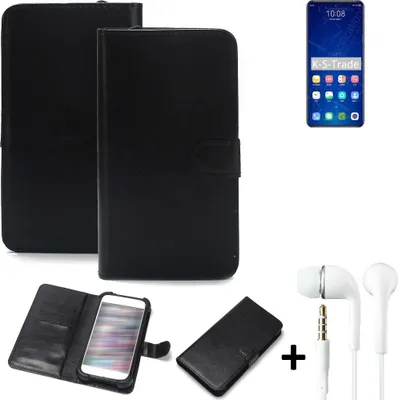 Produktbild von K-S-Trade Wallet Case Handyhülle kompatibel mit ZTE Axon 31 5G Schutzhülle Flip cover Flipstyle Tasche Hülle Flipcover Slim Bumper schwarz + in ear