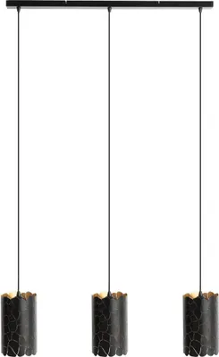 Produktbild von Lindby Hängeleuchte Aralena, schwarz/gold, 3-flg., Länge93cm