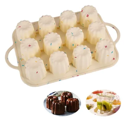 Produktbild von Silikonform für Canelés Bordelaise 12 Mulden antihaftbeschichtet französische Gebäckformen