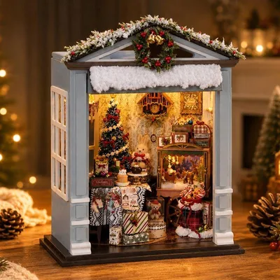 Produktbild von Habarri Miniaturhaus Weihnachtswohnzimmer DIY LED Dekoration