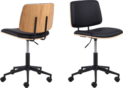 Image de Owen chaise de bureau simili cuirPolyuréthanenoir naturel.