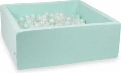 Produktbild von Bällebad 110x110x40cm mint – Mit 600 Bällen / transparent, perlmutt, hellmint