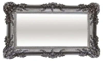 Zdjęcie produktu dla Barokowy lustro ścienne z antycznymi ornamentami - 96x57 cm w antycznym srebrze