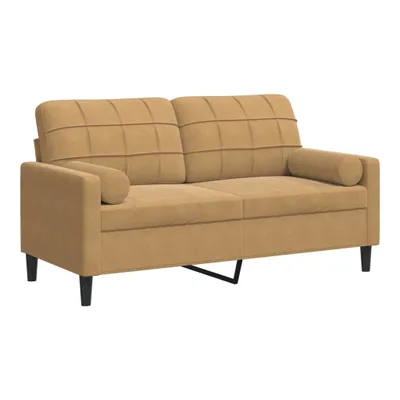 Zdjęcie produktu dla 2-osobowa sofa z poduszkami, brązowa, 140 cm, aksamit