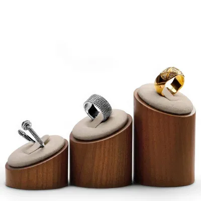 Produktbild von Ringständer Set aus Massivholz,3-teilig Schmuckständer Set, Fingerring Aufbewahrung und Präsentation,Präsentationsständer für Ringe