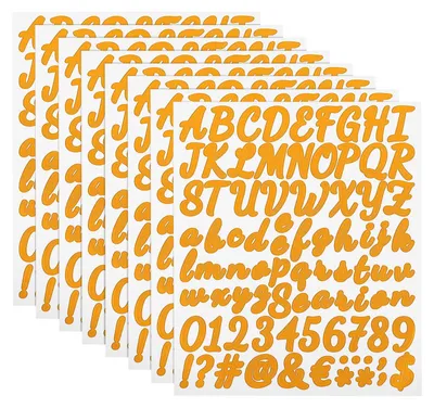 Buchstabenaufkleber, 672 Stück, 8 Bögen, Vinyl, wasserfest, Orange