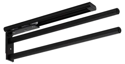 Produktbild von Ausziehbarer Handtuchhalter TED 2-Arm - Matt Schwarz Aluminium Drehbar