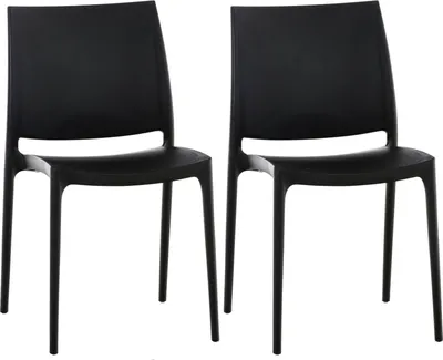 Produktbild von CLP 2er Set Stapelstühle Maya bis zu 130 kg belastbar schwarz