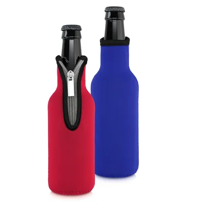 Produktbild von kwmobile 2x 330ml Flasche Flaschenkühler - für Bier und andere Getränke - aus isoliertem Neopren - Kühler in Blau Rot