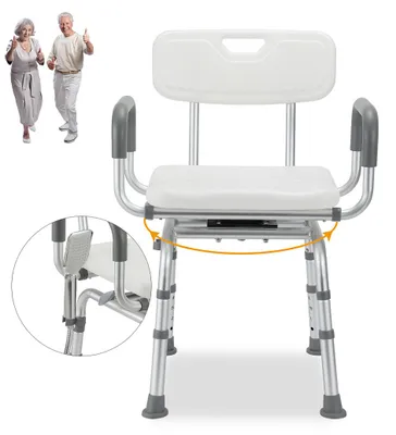 Produktbild von Faziango Badhocker Duschhocker Höhenverstellbarer 360° Drehbar  Badestuhl Verstellbar Badehilfe Duschstuhl Quadrat Duschsitz