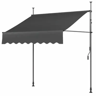 Obrázok produktu pre Balkónová markíza – markíza s upínacími svorkami – bez vŕtania – ručné vysúvanie – odolná voči UV žiareniu – polyester sPolyuretánpovrchovou úpravou 180 g/m² – hliníkový rám – 250 x 120 cm – sivá