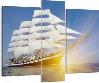 Produktbild von Bild auf Leinwand - Leinwandbild - Yacht Meer Welle - 95x80cm - Wand Bild - Wanddeko - Wandbilder - Leinwanddruck - Bilder - Kunstdruck - Wanddekoration - Leinwand bilder - Wandkunst - CB95x80-4039