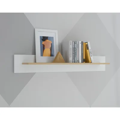 Produktbild von Wohnzimmer Wandboard Wandregal in Weiß Matt mit Eiche STOCKTON-61