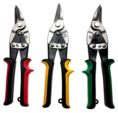Produktbild von Blechscheren-Set, 3-teilig | linksschneidend, rechtsschneidend, geradeschneidend | Metallschere zum Schneiden von Blechen