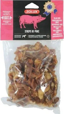 Obrázok produktu pre ZOLUX – Prúžky bravčového mäsa – Maškrty pre psov – 500 g
