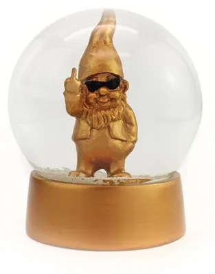 Schneekugel mit Zwerg, gold, 1 Stück, Weihnachtsdekoration