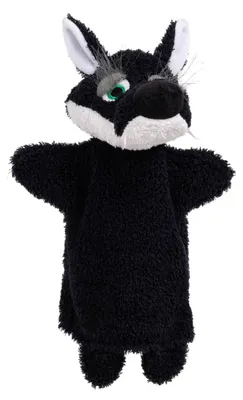 Produktbild von Munabo Crazy Handpuppe Wolf, schwarz, 30cm – Witziger Begleiter mit frechem Charmee