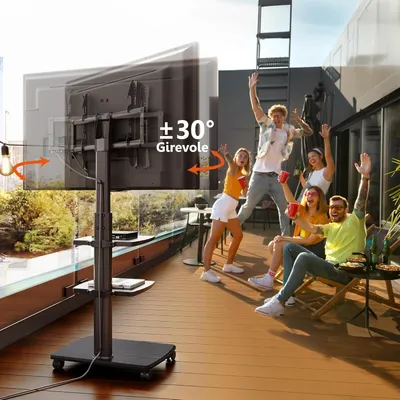 Image de Support de télévision mobile - Chariot de télévision sur roulettes - Meuble TV sur roulettes - Support de télévision réglable