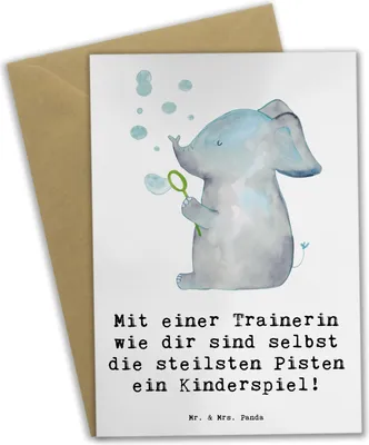 Produktbild von Mr. & Mrs. Panda Grußkarte Skifahren Trainerin - Weiß - Geschenk, Skisport, Sportarten, Sportart, Skikurs Lehrerin, einladungskarten, Skischule, Danksagung, Beileidskarte