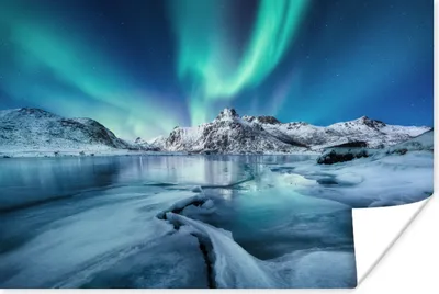 Produktbild von MuchoWow® Poster Nordlichter - Schnee - Eis - Norwegen 90x60 cm - Schlafzimmer