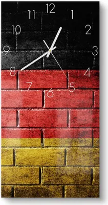 Produktbild von DEQORI Glasuhr 30x60 cm Zahlen 'Flagge der Einheit' Wanduhr Glas Uhr Design leise Küchenuhr