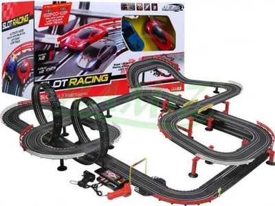 Produktbild von Riesenrennbahn 14 Meter (1420Cm) 1:43, Geschwindigkeitswechsel-Funktion + 2 Autos + 2 360 Schleifen