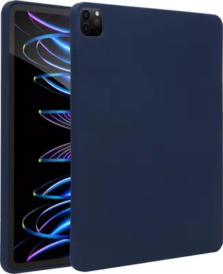 Productafbeelding van Accezz Liquid Silicone Backcover met penhouder voor de Apple iPad Pro 12.9 (2022) / Pro 12.9 (2021) / Pro 12.9 (2020) - Donkerblauw