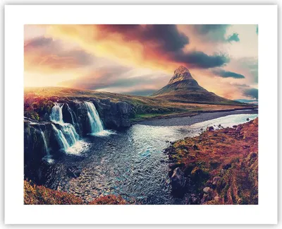 Produktbild von Poster - Poster ohne Rahmen - Wasserfall Himmel Berg - 50x40 cm - Wand Bild - Wanddeko - Wandbilder - Kunstposter - Wandposter - Bilder - Kunstdruck - Wanddekoration - Wandbild - P2XAA50x40-5111