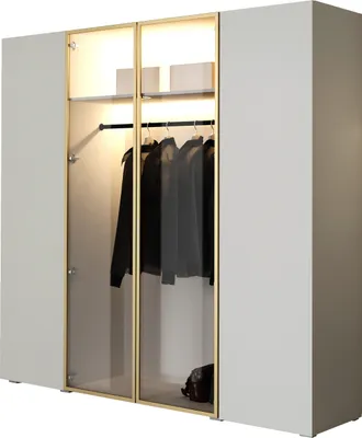 Produktbild von Kleiderschrank Schlafzimmerschrank ACATE 200 kaschmir / gold