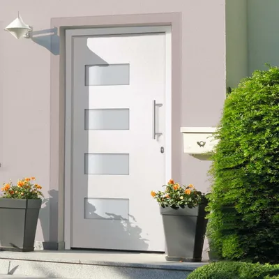 Produktbild von Haustür Aluminium und PVC Weiß 100x200 cm , Haustüren Design 2024