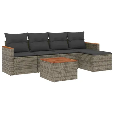 Produktbild von vidaXL 6-tlg. Garten-Sofagarnitur mit Kissen Grau Poly Rattan