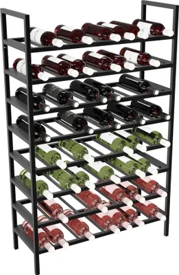 Produktbild von MetaloPro Weinregal Jerez – Schwarzes Metallregal Für 80 Weinflaschen, Robustes Design, Ideal Für Küche, Keller Oder Bar – 125×80×30cm