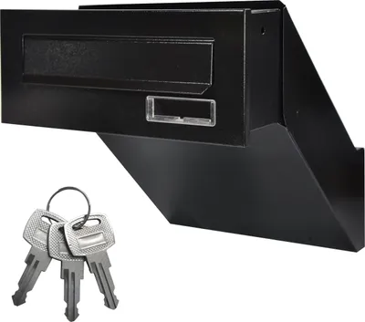 Produktbild von Alsten Tech Mauerdurchwurf Briefkasten für Haus und Büro Postkasten zum Einmauern mit 3 Schlüssel Einbaubriefkasten, 285x110x420mm, Antik Schwarz RAL 9017