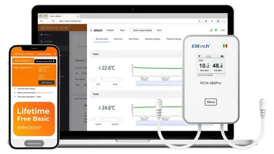 Zdjęcie produktu dla Rejestrator temperatury/datalogger 4G+WiFi 2.4G/5G, wyposażony w 2 czujniki