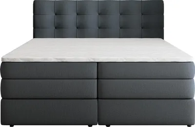 Produktbild von Masseno Boxspringbett AREZI 160x200 cm Komplett-Set mit Bonell Matratze und Topper, Polsterbett mit Bettkästen -Grau, SORO 97