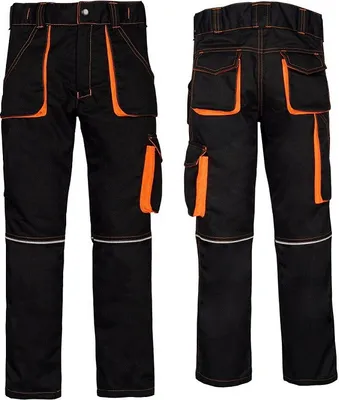 Produktbild von NIZO I Gr. 146 Hose für Kinder Kinderhose Jungenhose SCHWARZ ORANGE Arbeitshose Mädchen Schutzhose Jungen Gartenhose Freizeithose Mädchenhose Hose