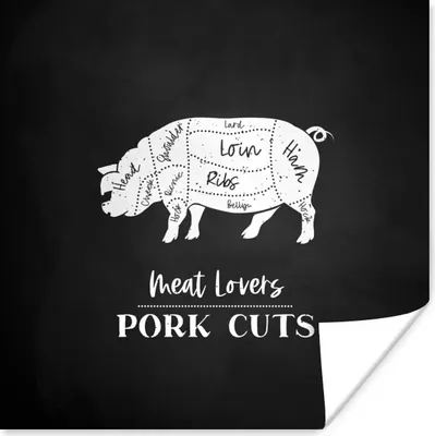 Produktbild von MuchoWow® Poster Küche - Schwein - Fleisch 100x100 cm - Babyzimmer