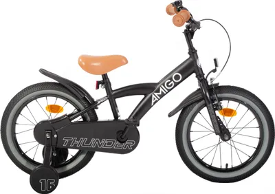 Produktbild von AMIGO Kinderfahrräder Jungen Thunder 16 Zoll 23,5 cm Jungen Rücktrittbremse Schwarz/Weiß