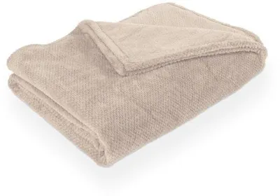 Produktbild von Unyqoos® Tiseco PIPPA Plaid – weiche Jacquard-Flanell-Kuscheldecke 150x200 cm, Taupe