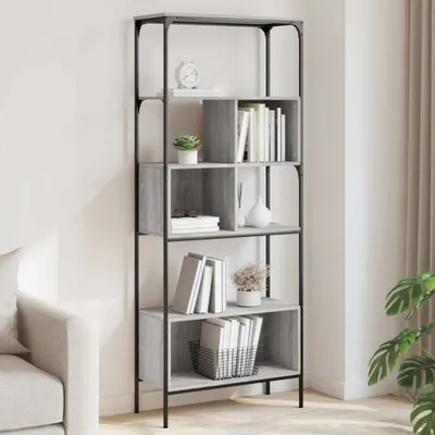 Productafbeelding van Maison Exclusive - Boekenkast met 5 planken, grijs Sonoma, 76x33x188,5 cm, houtvezel