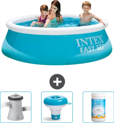 Produktbild von Intex runder aufblasbarer Easy Set-Pool – 183 x 51 cm – Blau – im Lieferumfang enthalten Filterpumpe für Schwimmbad - Chlorschwimmer - Chlor