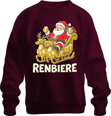 Produktbild von RENBIERE Lustiges Weihnachten Bier Rentier Santa Geschenk Party Uni Sweatshirt Pullover, Burgundy, XXL