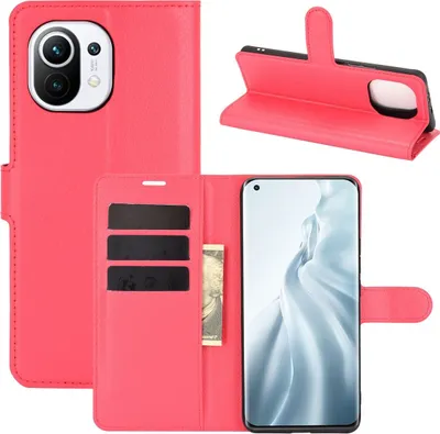 Zdjęcie produktu dla Pokrowiec ochronny na telefon komórkowy Xiaomi Mi 11 Etui pokrowiec etui portfel, kolor: czerwony
