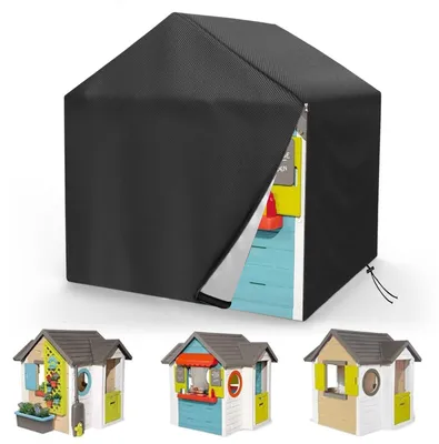 Produktbild von MRWiZMS Spielhaus Kinder Outdoor Abdeckplane,Spielhäuser Abdeckung, 420D Oxford-Tuch Wasserdicht, UV-Beständig und Staubdicht, Gartenhaus Kinder Abdeckhaube… – Schwarz, Größe L115xW94xH127cm