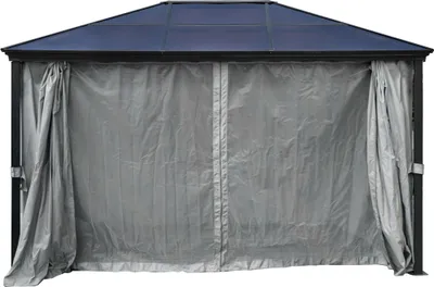 Produktbild von Pavillon Gartenpavillon 3x4 Taneo anthrazit aus Aluminium mit festem Dach UV-Schutz Sonnenschutz